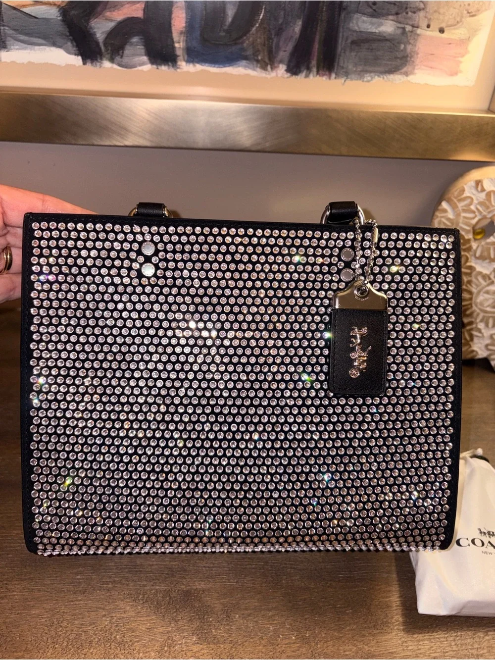 Coach Black Crystal-Embellished Card Holder & Carry Case Set